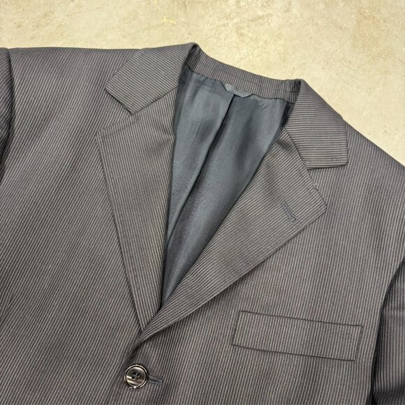 Salvatore Fazzari Ermenegildo Zegna Trofeo Suit Pinstripe Blue Wool 40 R 32x28 - Picture 2 of 13